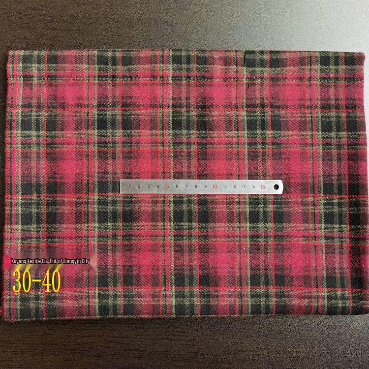 Spot Color-Woven Plaid Jacquard Fabric for Children's Autumn/Winter Brushed Polyester-Cotton Shirts