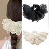 Eye Catching Lace Hairband Voluminous Double Layer Ruffled Concealed Elastic Hair Tie For Effortless Low Ponytails