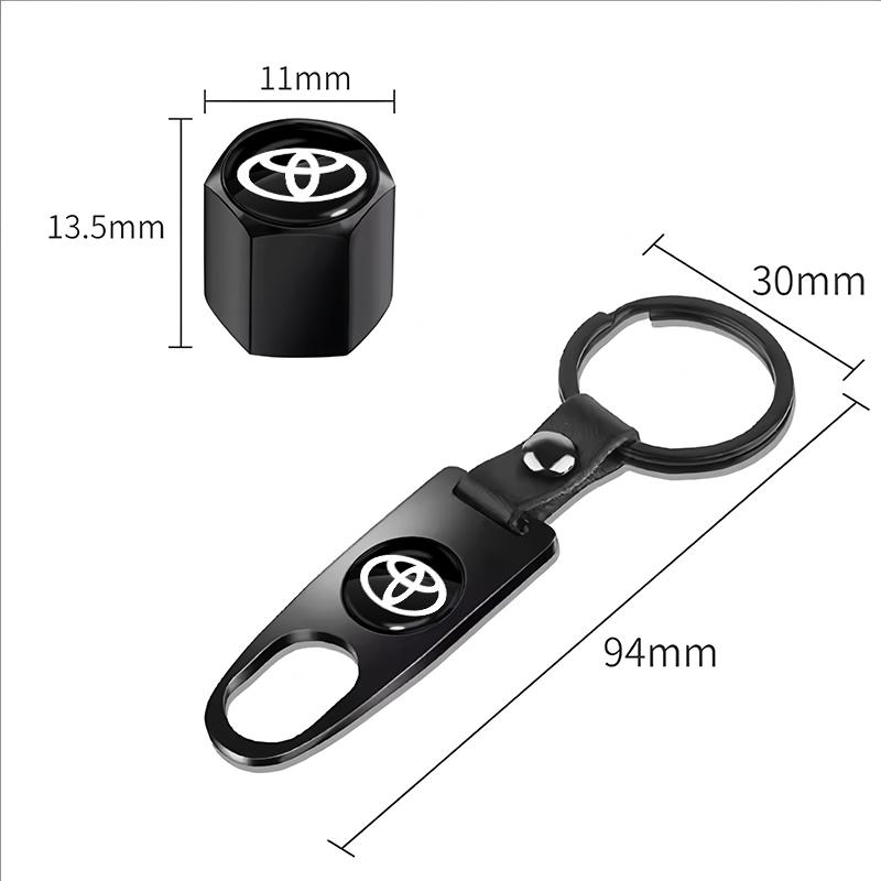 Car Wheel Tire Valve Stems Cap With Keychain Keyring For Toyota Chr Corolla Camry Rav4 Yaris Hilux Prius Avensis Auris Prado