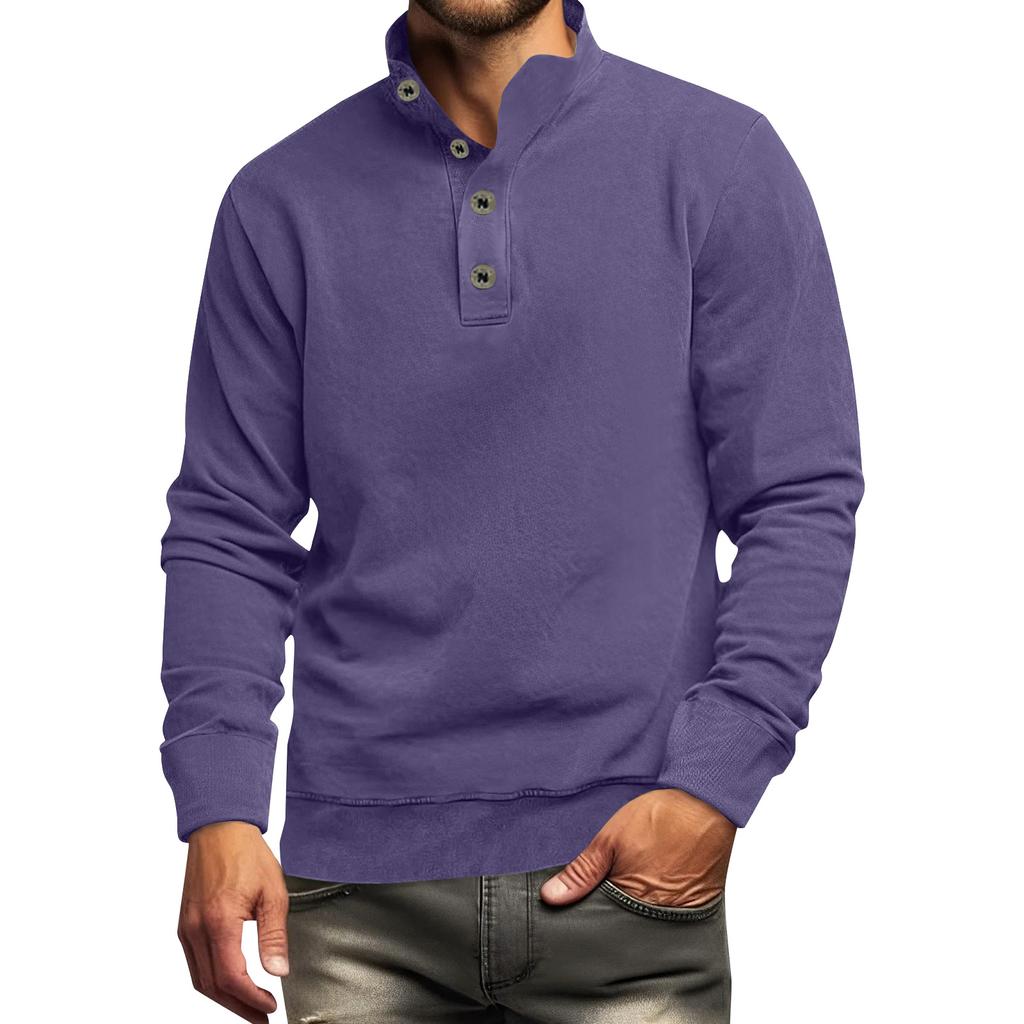 Men's Solid Color Shirt Plus Men's Long Sleeved T-shirt Minimalist Sweatshirt