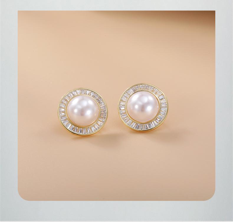 Irregular Round Faux Pearl Stud Earrings: Elegant Japanese & Korean Trendy Fashion for Women