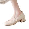 Pearl Square Head Single Shoes Women's Autumn New Models with Temperament Mary Jane Women's Shoes