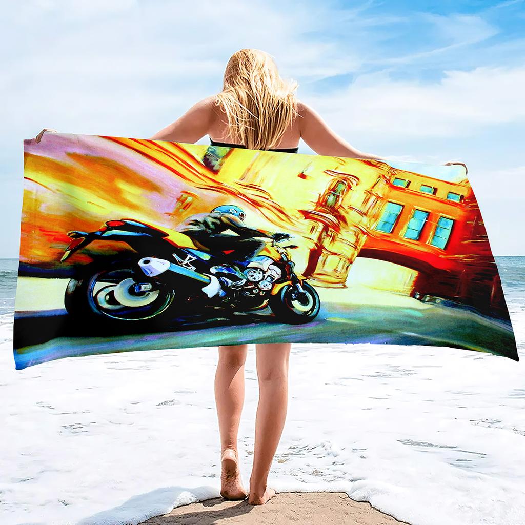 Quick Dry Beach Towels Motorcycle Vehicle Sand Free Ultra Cozy and Bath Towels Water Absorbent Oversize Beach Towel for Boys Men