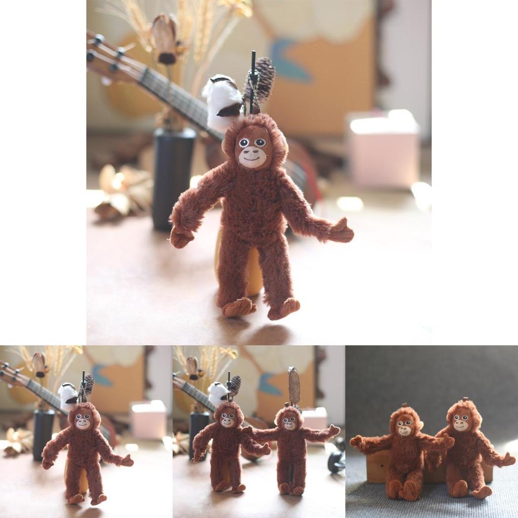 Plush Monkey Keychain With Soft Short Pile For Bag Decoration And Collection