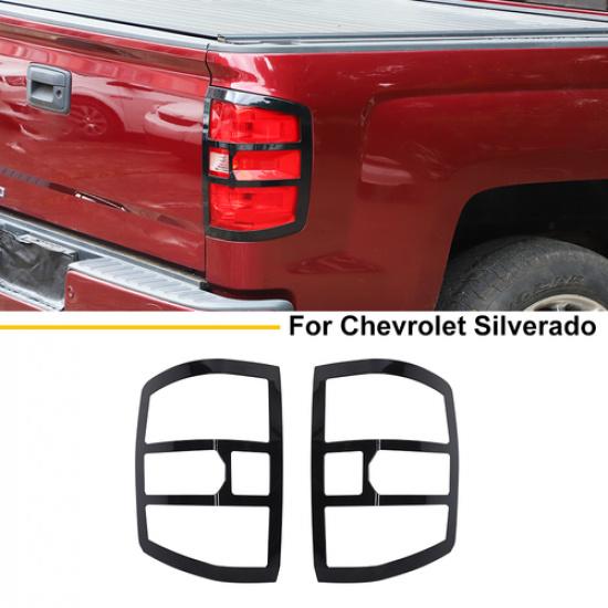 Black Rear Tail Light Lamp Guards Decor Cover Trim For Chevy Silverado 2014-2018