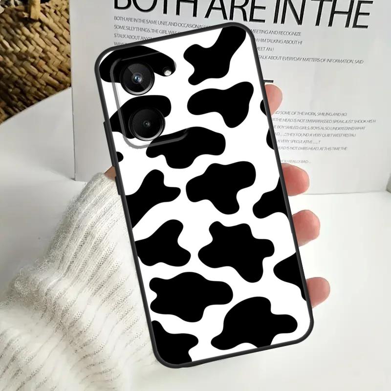 White Black Cow Print For Realme GT7 Pro GT6 C75 C61 C67 C63 C71 C55 C51 C65 C53 10 11 12 13 14 15 Pro Plus Case