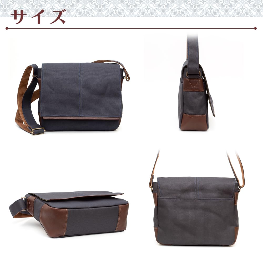 creare Kiki Shoulder Bag for Men and Women, Lightweight, Crossbody, Made in Japan, IndigoPersimmon Tannin Dyed Canvas and Leather, Medium Flap