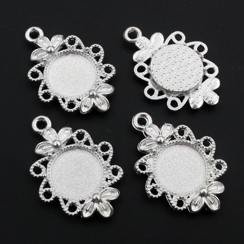 20pcs 12mm Inner Size 5 Colors Fashion Style Cabochon Base Cameo Setting Charms Pendant