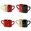 2-pack Hjärta Pussel Design Keramiska Muggar Bekvämt Handtag Kaffekopp för Par Romantiker Alla Hjärtans Dag Present