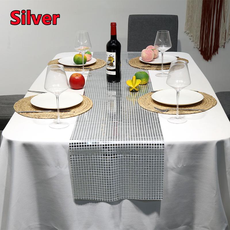 

7 цветов блестки пайетки диско дорожка для стола зеркало золотая/серебряная фольга металлик обеденный стол украшение для свадьбы вечеринки дня рождения 30x120cm серебряный