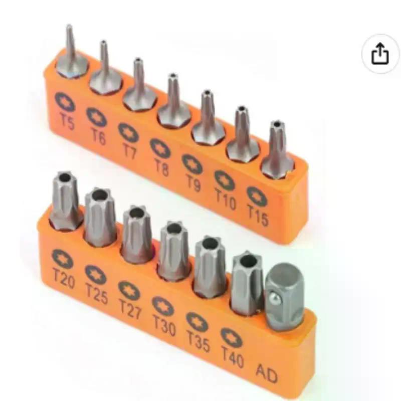 1/2Sets Screwdriver Bits T5 To T40 1/4 Inch Hex Shank For Electric Drill With 25mm Adapter Extension Set Star Key Tool Kit