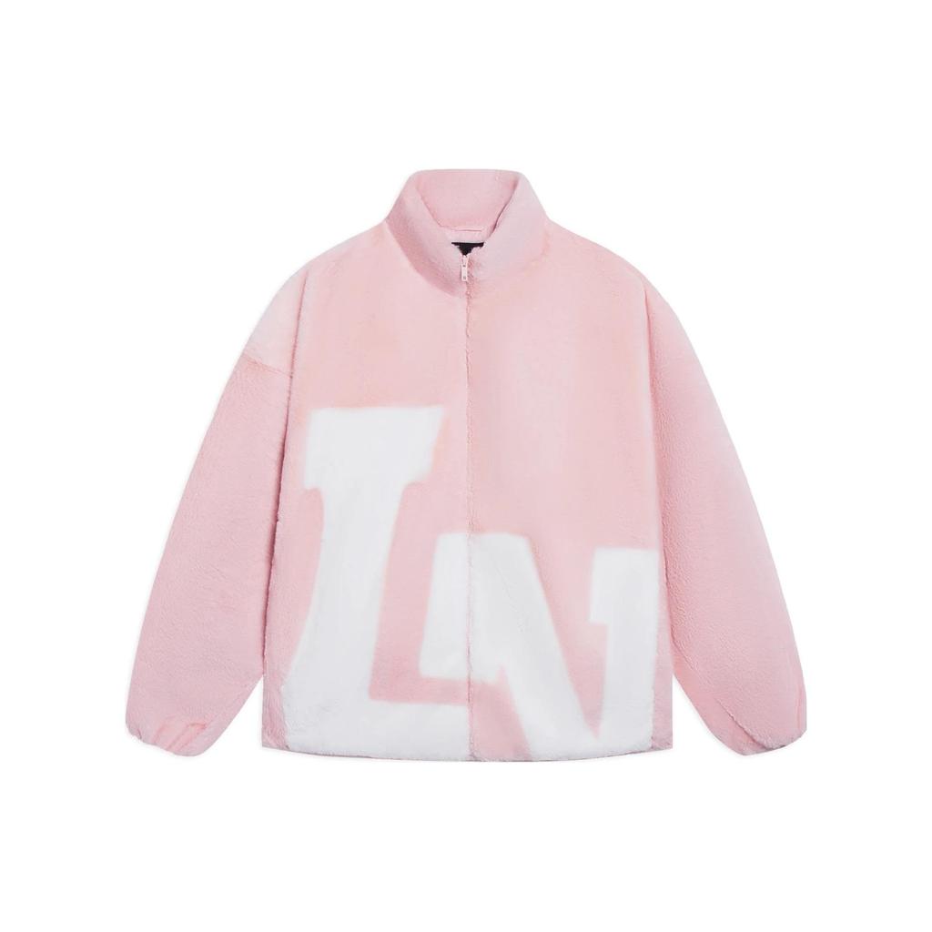 Li-Ning Sports Lifestyle Series Printed Logo Zip-Up Stand Collar Jacket Unisex Jacket Pink AFDSD61-6