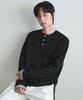 Wednesday Oasis Layered Waffle Henley Neck T-Shirt_Black(W26Tp01)