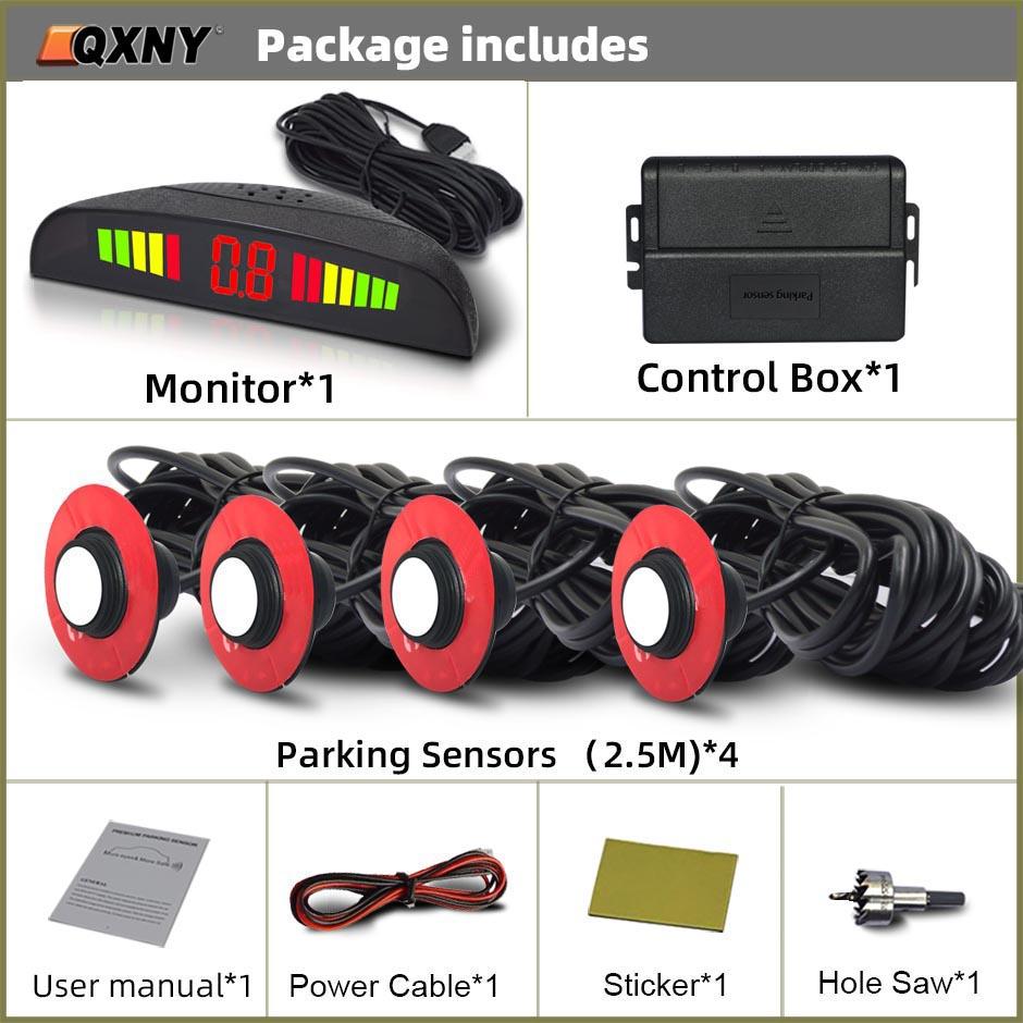4 Parking Sensor Kit Rear Backup Radar Parktronic System Reverse Assist Distance Detection Vehicle Buzzer Voice Alarm Original