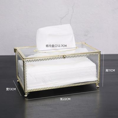 European Creative Glass Tissue Box Simple Living Room Household Transparent Tissue Box Nordic Luxury Light Luxury Napkin Tray