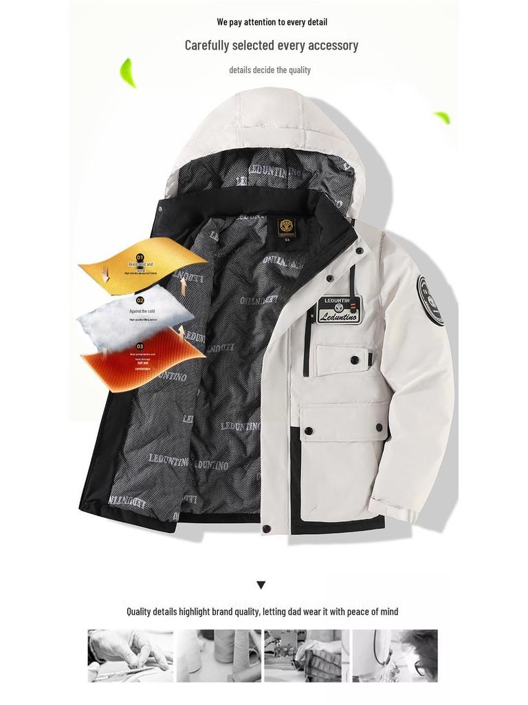 Men's Thickened Waterproof Hooded Cotton Coat - Outdoor Winter Warm, Plus Size Jacket