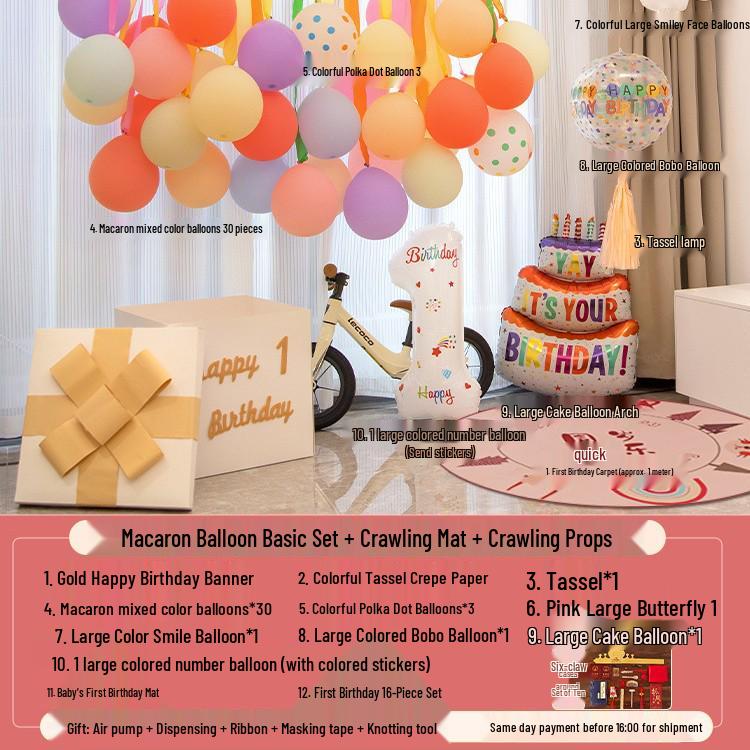 One-Year-Old Birthday Party Balloon and Photo Background Decor