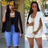 MGHR Jaquetas e Casacos Femininos Vintage Casuais Estampados de Cor Sólida Primavera Outono