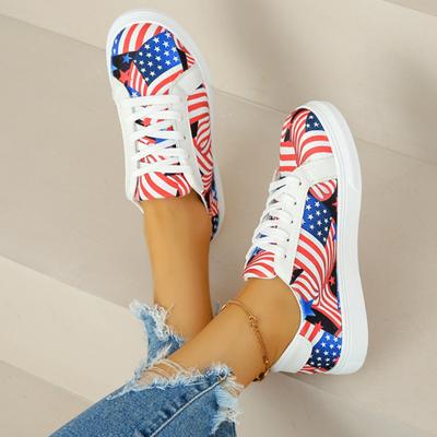 Fashion 2024 American Flag  Print Flat Shoes for Women Retro Cool Sneaker for Female Spring Summer Woman Footwear Zapatillas Mujer