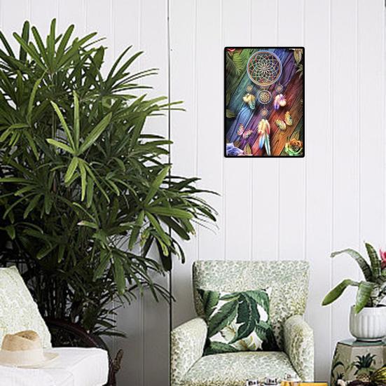 5D Colorful Rhinestones Diamond Art Kit Vivid Appearance Dream Catcher Butterflies Sea Pattern DIY Craft Adult Kids Rhinestones Painting Kit