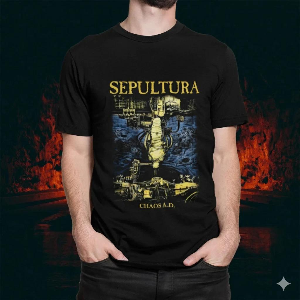 Unisex Adult Casual Music Sepultura Chaos A.D. Metal Band Graphic T... S