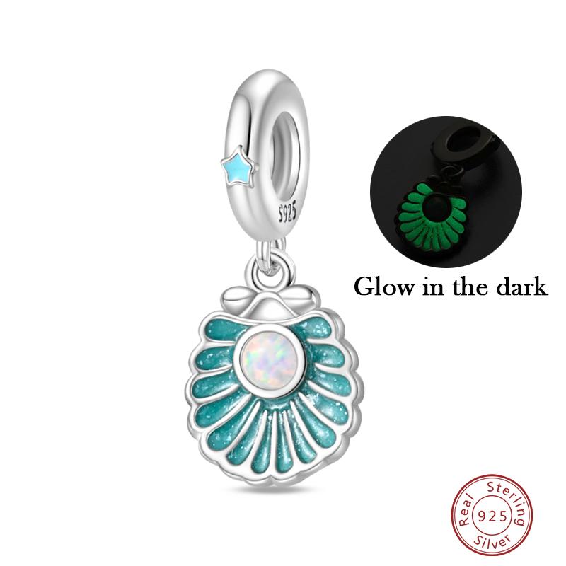 Summer Ocean Series 100% Copper Blue Luminous Jellyfish Seashells Fish Charms Beads Fit Qikaola Bracelets Jewelry