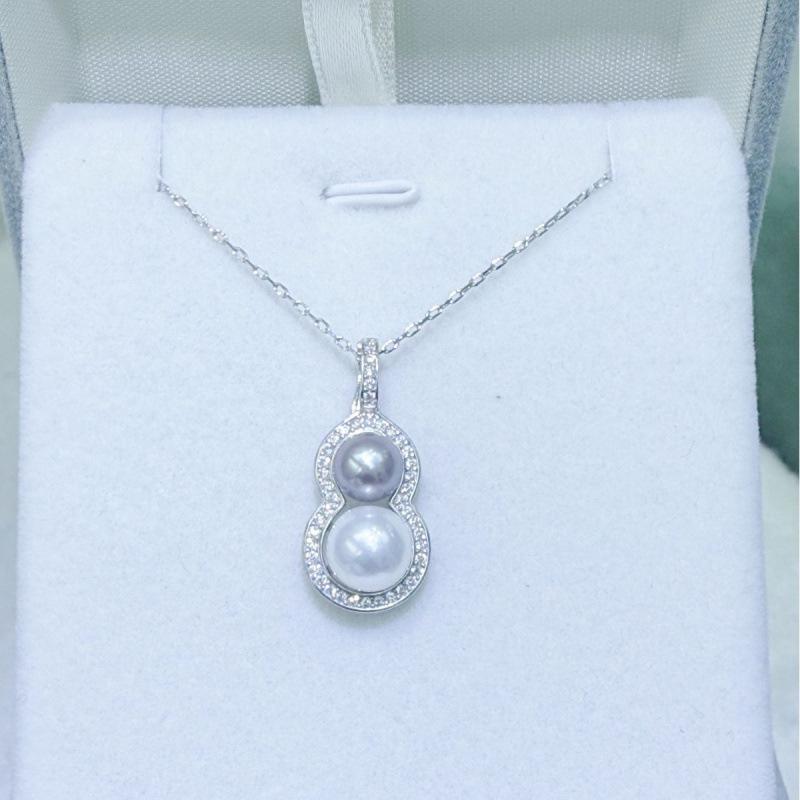 

Aurora Sterling Silver Gourd-Shaped Natural Pearl Necklace 5-8mm Round Flawless Pendant Without Certificate
