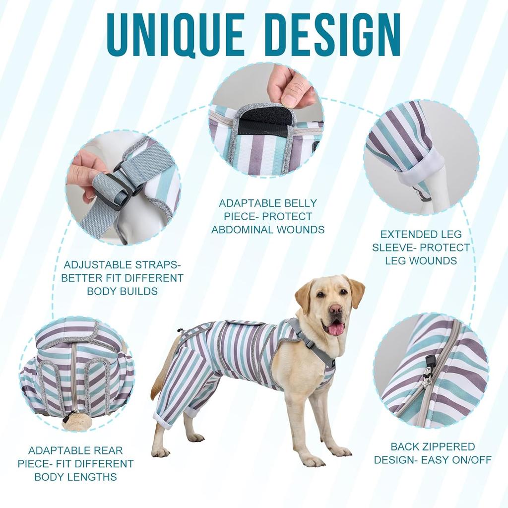 Dog Recovery Suit for Rear Leg, Adjustable Surgery Suit to Stop Licking Wounds for Large Medium Male Female Dogs, Pet Onesie for Neuter Spay