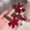 2Pcs Hairpin Velvet Bow Decor Hair Clip with Rhinestones Stable Clamping Force Bangs