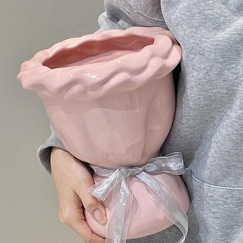 Set aus 100 Keramikvasen im Cremestil für Heimdekoration - Elegante handgebundene Straußform für Wohnzimmer-Blumenarrangements