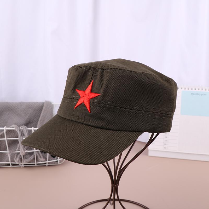 Solid Colors Men Women Army Cap Cadet Military Patrol Hat Golf Driving Red Star Pentagram Casual Hat