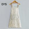 One Size Cooking Apron Large Pocket Durable Women Floral Printed Wipe Hand Kitchen Apron