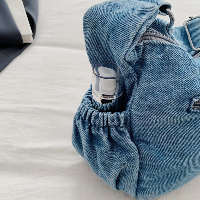 Doppellagige kleine quadratische Tasche Denim-Tasche Damen Leichte Schulter-Umhängetasche