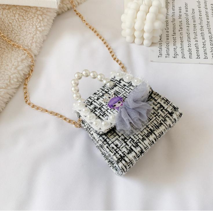 Stylish Mini Girls Crossbody Bag Adorable Pearl Princess Accessory Fashion Design For Kids