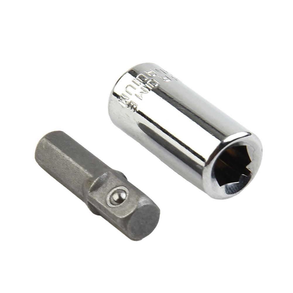 1/4 Square Drive To 1/4 Hex Shank Socket+1/4 Drill Socket Adapter For Driver Or Drill Square Driver Tool Part