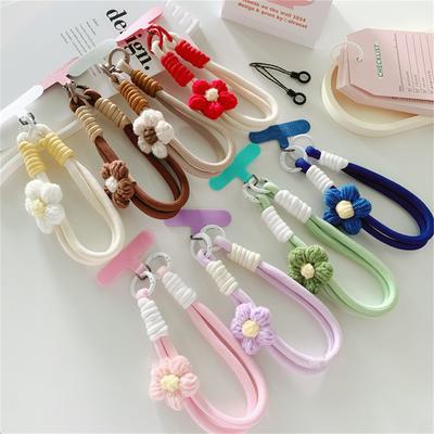 3D geflochtene Blume Lanyard Schlüsselanhänger für Handyhülle Damen Anti-Verlust Knoten Seilband Autoschlüsselanhänger DIY Zubehör Mode Schlüsselanhänger