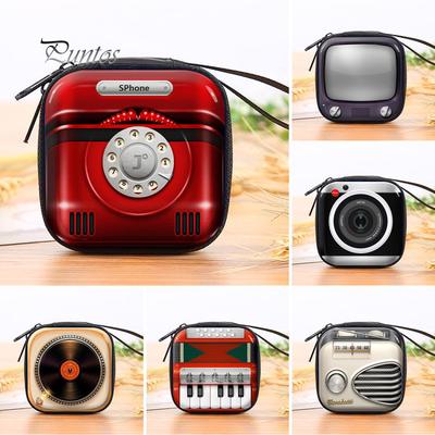 Retro Radio Tape Print Metal Coin Purse Key Money Candy Storage Pouch Wallet