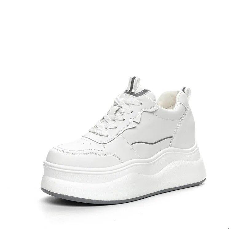 

Fujin 8 см из микрофибры, кожаные весенние скейтбординговые массивные кроссовки на платформе, женская модная осенняя обувь на танкетке, повседневная обувь 37