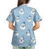 Plus SizePrinted Scrub Working Uniform Tops For Women's Cross V-Neck Print Short Sleeve Fun T-Shirts Workwear Tee With Pockets