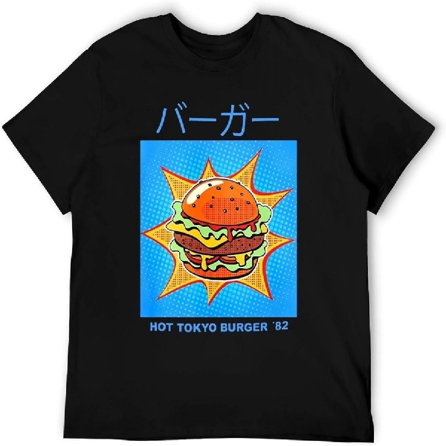 HOT Tokyo Burger Retro Graphic T-Shirt – Vintage 80s Inspired Streetwear Tee for Men and Women S