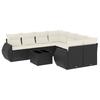 9 piece garden sofa set with cushions black poly rattan