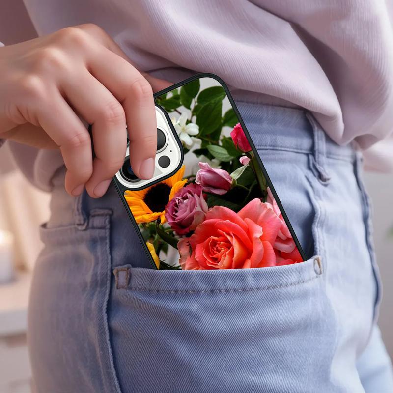 Peony Sunflowe Rose Daisy Plants Flower Phone Case For iPhone 17 Air 15 16e 14 13 Pro Max Coque 12 11 Pro Max PLUS cover