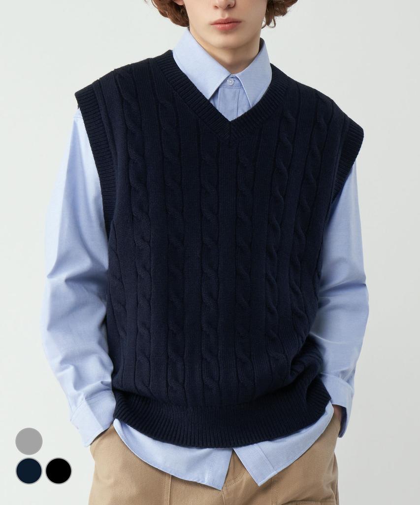 UNTAPPED STUDIO Oversized Cable Knit Vest 3 Colors