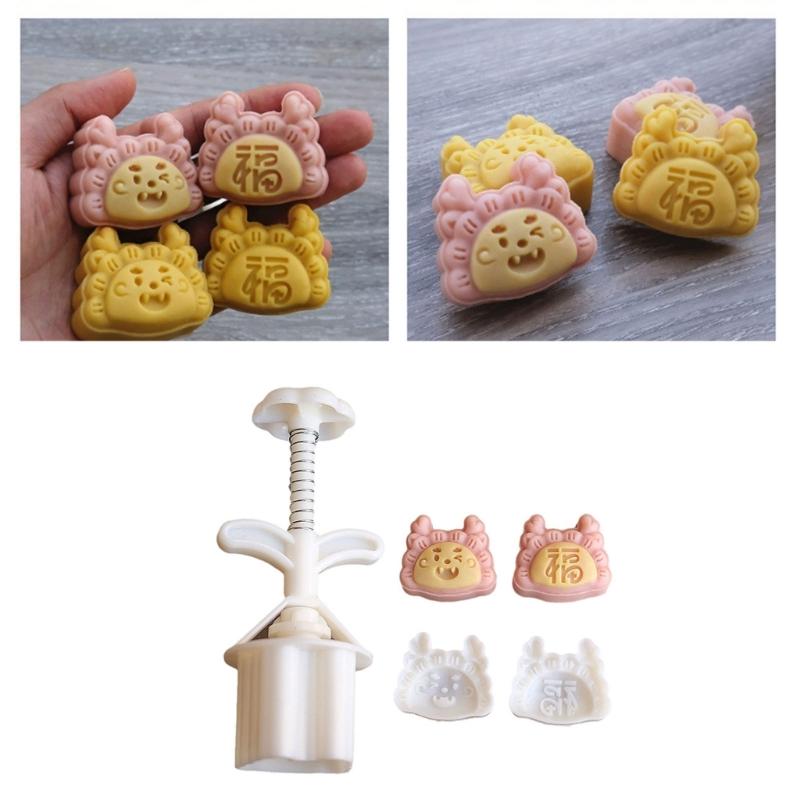 Dragon Dumpling Mooncake Press Mold Cookie Stamps Chinese MidAutumn Moon Cake Makers Decoration Tool for DIY Cookie