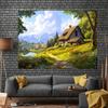 2D plane 1 piece of colorful village landscape background fabric suitable for homes gardens studios and outdoors