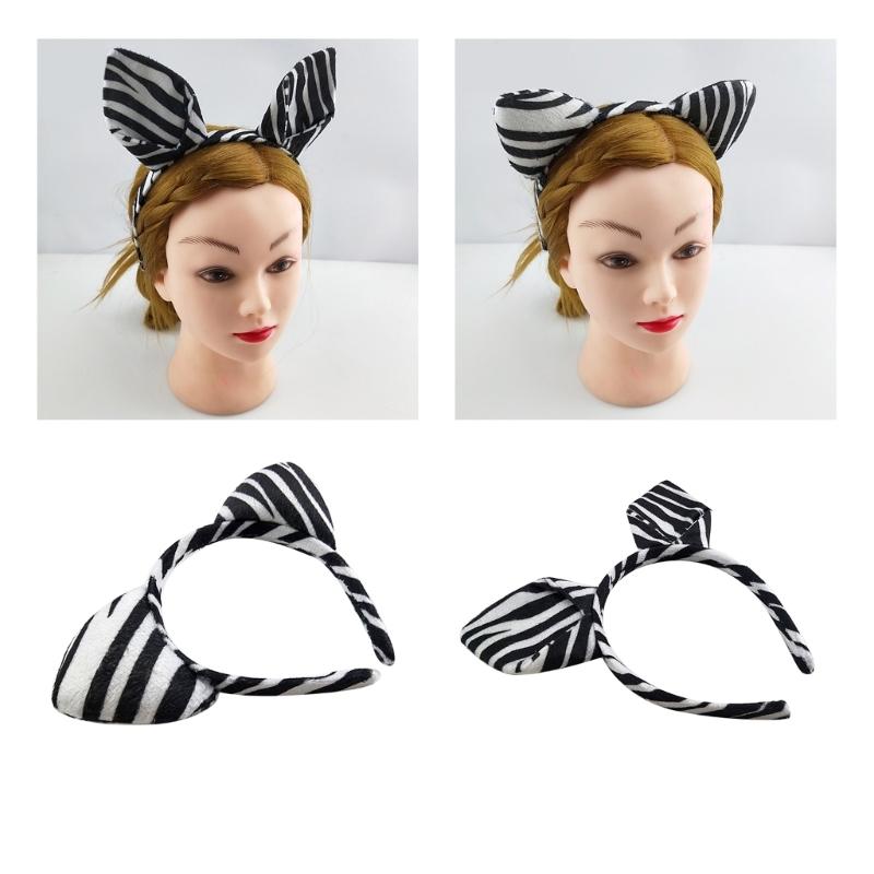 Opaski na głowę ze zwierzętami Paskowane Kreskówkowe Uszy Zebry Obręcz do włosów Urocze Akcesoria do włosów Impreza Rekwizyty do zdjęć