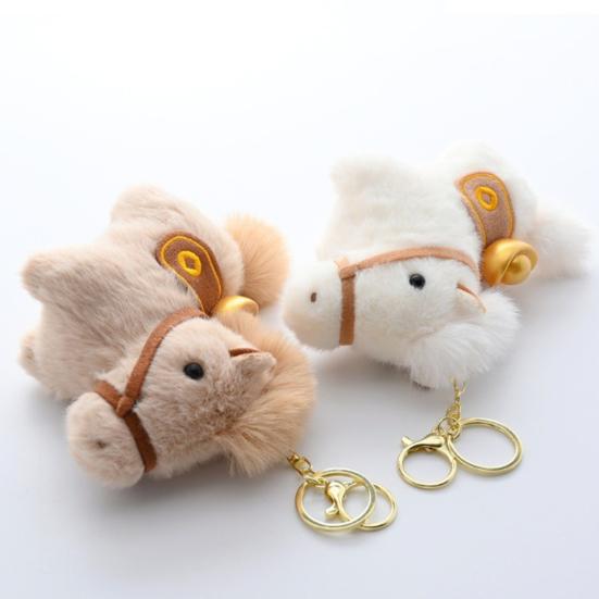 2026 Year of The Horse Plush Cartoon Yuanbao Pony Keychain Pendant Kawaii Horse Figurine Desktop Ornament Cute Backpack Decoration Gift