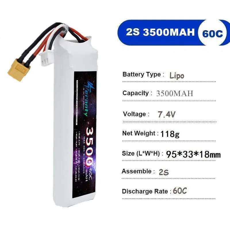 TERANTY 3500MAH 60C 7.4V 11.1V 14.8V 22.2V Lipo Battery 2S 3S 4S 6S For RC Car Quadcopter Drone Airplane Helicopter 2PCS