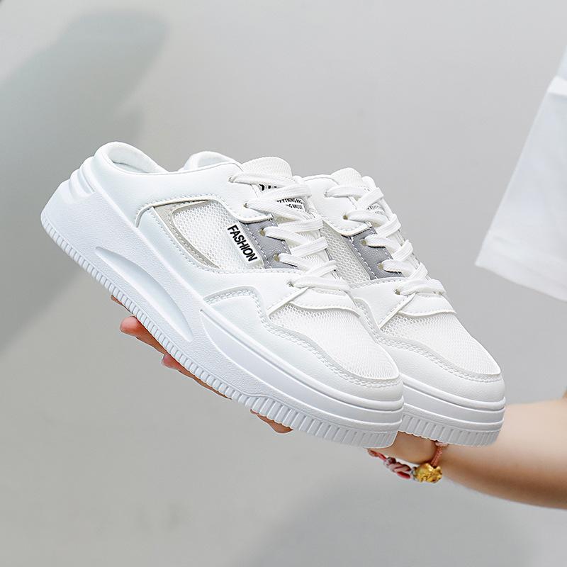 

Новые летние полутапочки с закрытым носком, женская уличная обувь, повседневные белые туфли без шнуровки на тонкой подошве 40