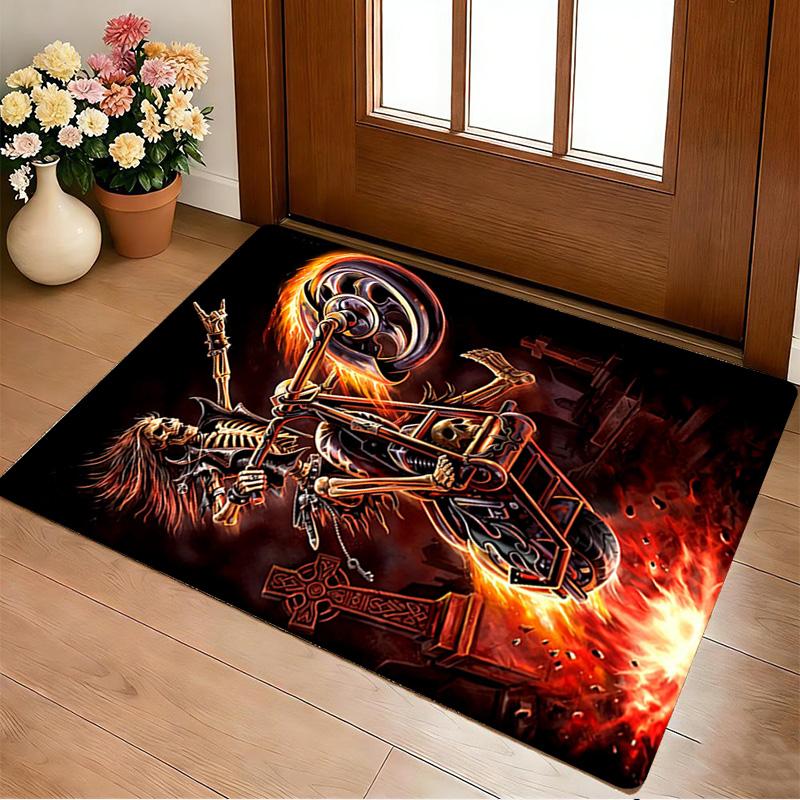 Skull Rider Living Room Nonslip Area Rug Soft Carpet For Bedroom Game Playroom Sofa Office Home Decor Doormat Christmas Gift